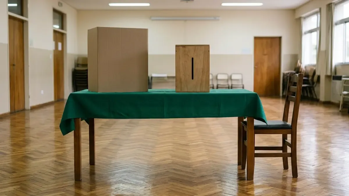 Urna y mesa de votación